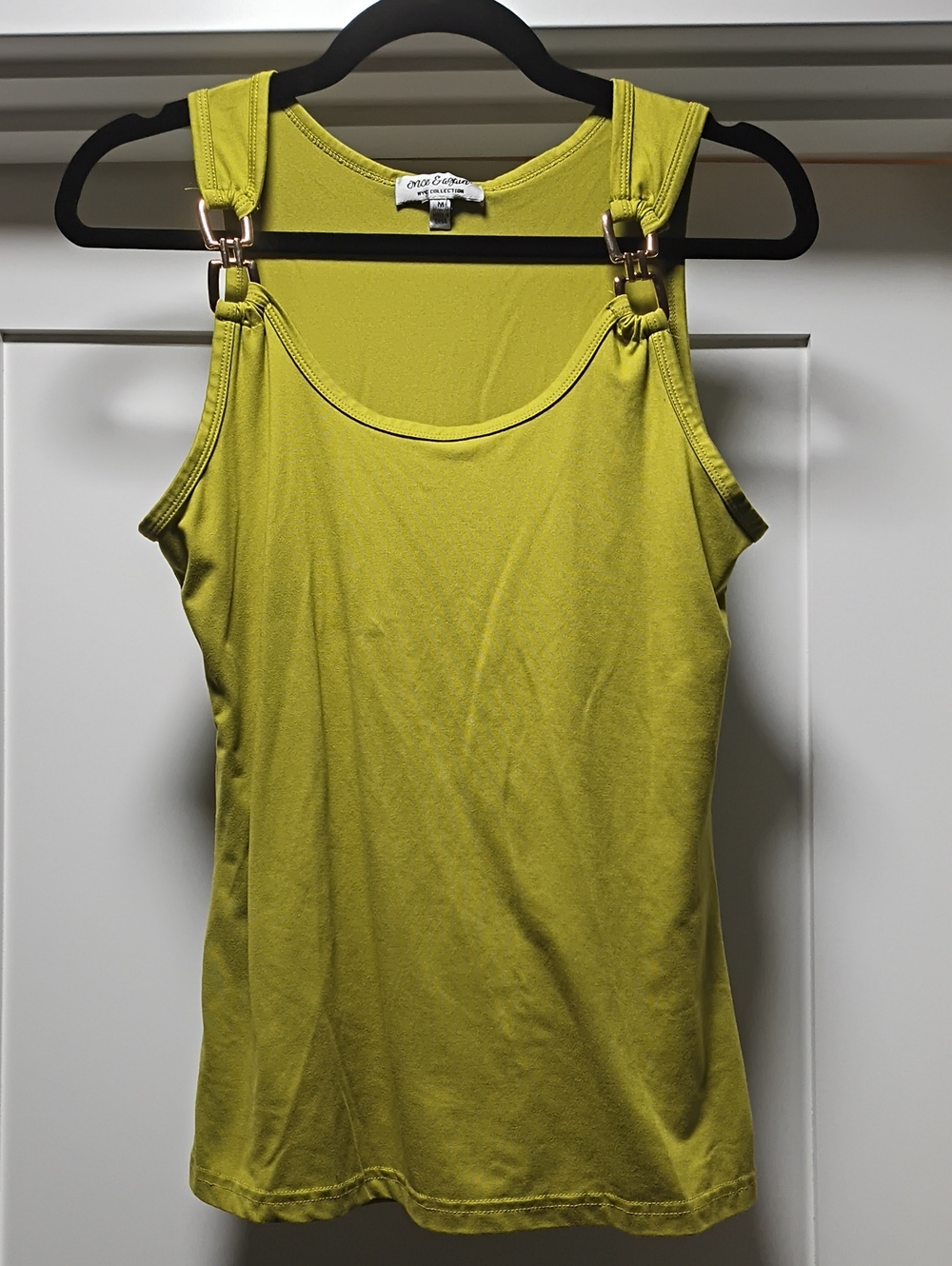 Lime Green Tank with Gold Ring Straps